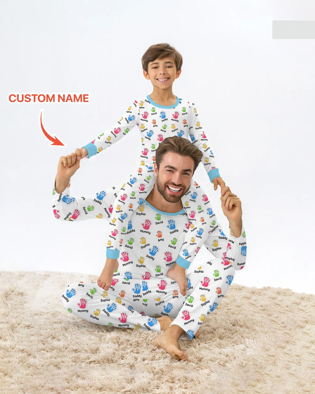 First Mother Day - Handprints Bamboo Two Piece Short Sleeve Pajama Set