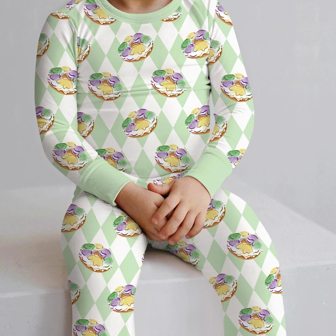 Zweiteiliges Langarm-Pyjama-Set mit Sommerfrüchten