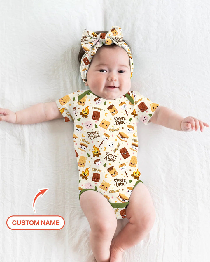 Custom Name Kawaii S'more Crew Family Matching Bamboo Bodysuit