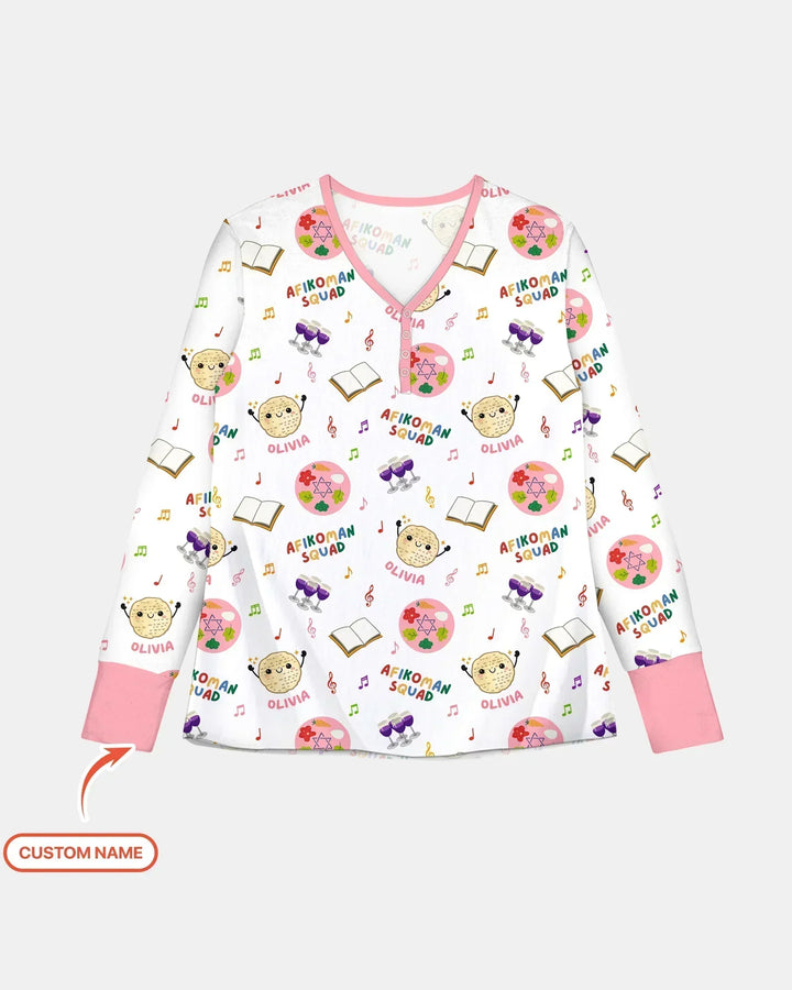 Benutzerdefinierter Name Pessach Afikoman Squad Bambus Damen Pyjama Set
