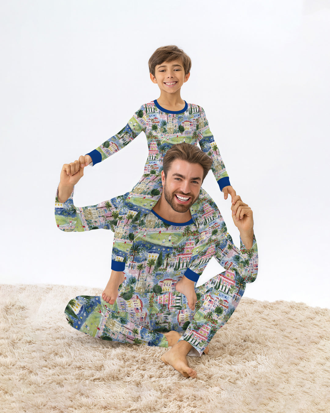 Zweiteiliges Langarm-Pyjama-Set mit Sommerfrüchten
