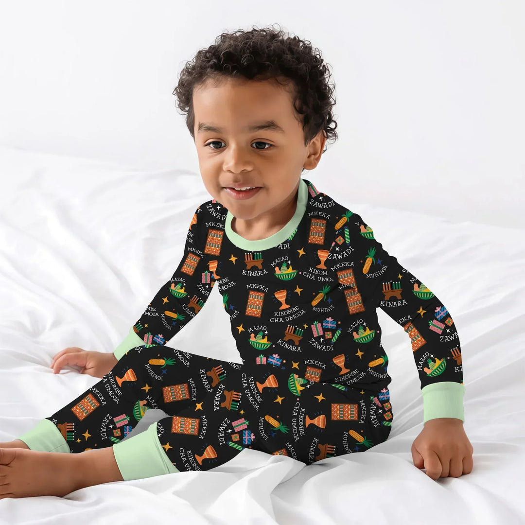 Kwanzaa Spirit Bamboo Two Piece Long Sleeve Pajama Set