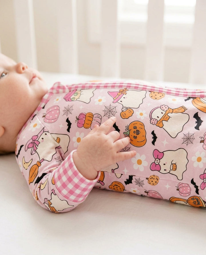Pink Boo Patch Bamboo Convertible Zippy