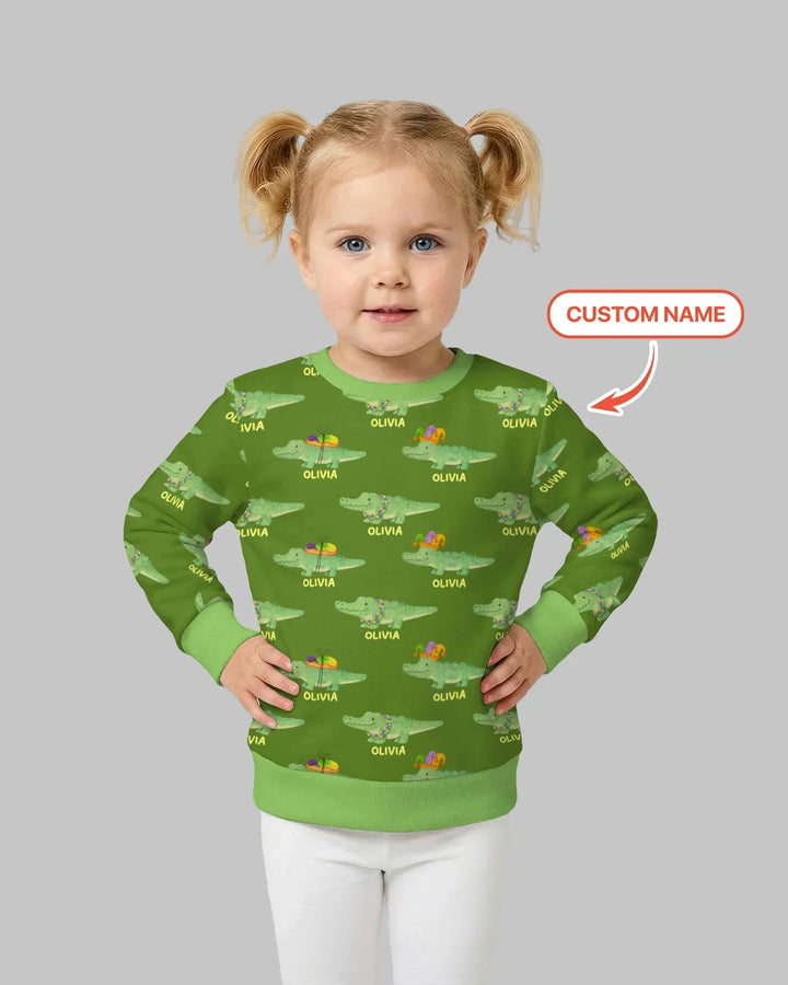 Personalisierbares Mardi Gras Gator Bambus Rundhalsshirt