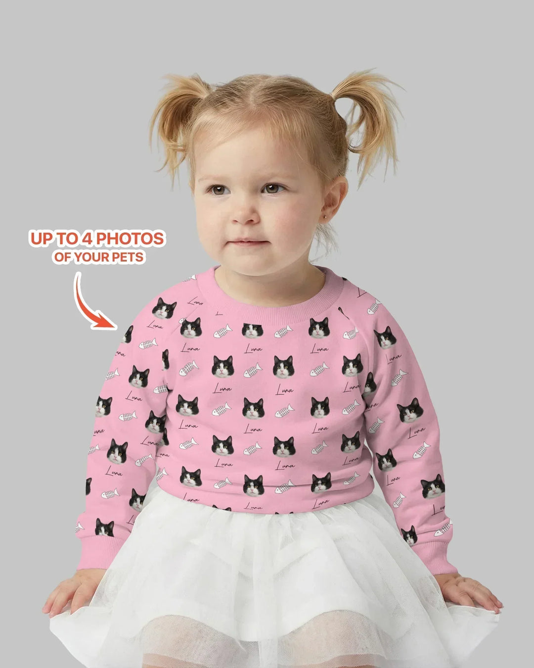 Personalisiertes Sweatshirt aus Bambus mit Namen und Haustierfotos