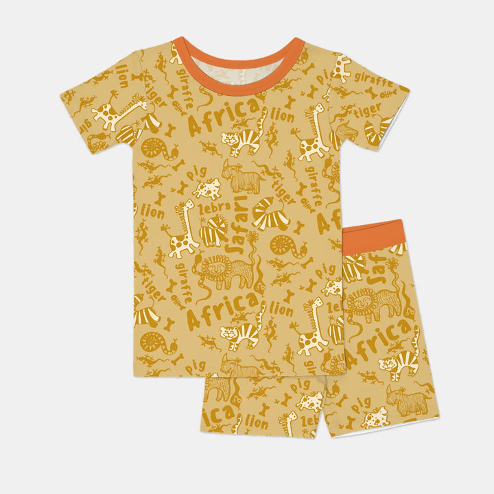 Template Zweiteiliges Pyjama-Set mit kurzen Ärmeln und Shorts
