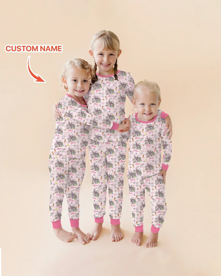 Zweiteiliges Langarm-Pyjama-Set mit Sommerfrüchten
