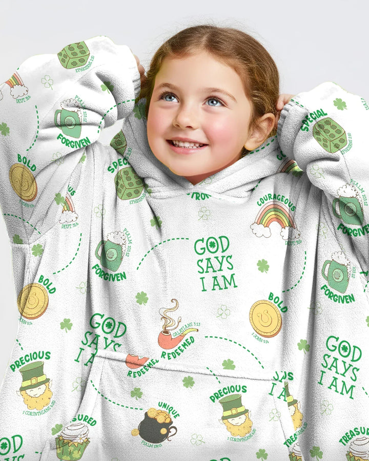 St. Patrick's Day Gott sagt, ich bin tragbare Bambusdecke Hoodie