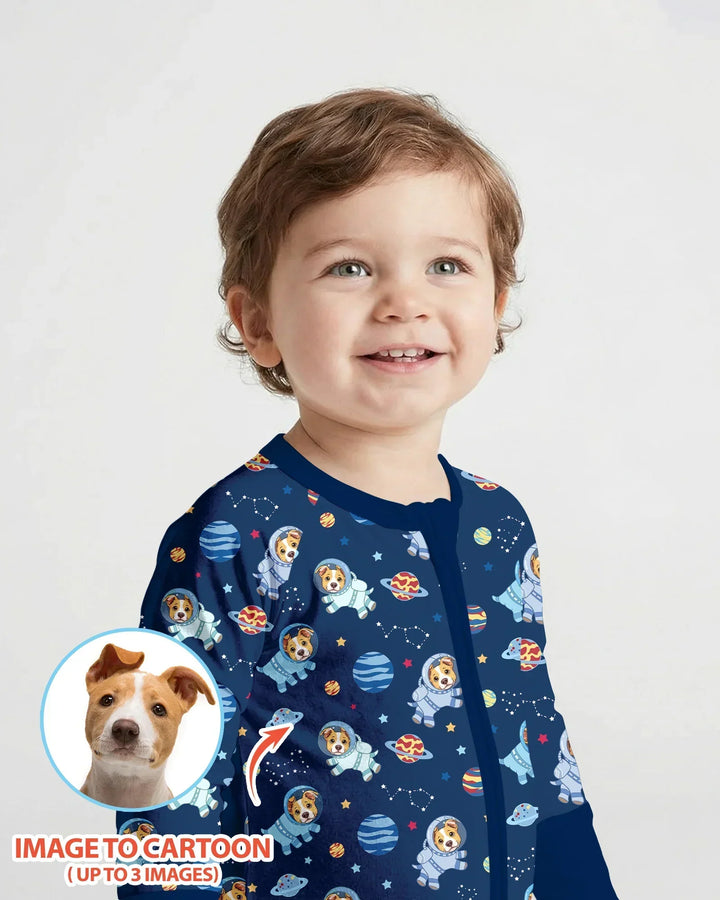 Astronaut Custom Pet Image Family Matching Bamboo Convertible Zippy