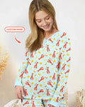 Pyjama-Set für Damen aus Bambus mit saisonalem Süßwasserkrebs-Print und personalisierbarem Namen