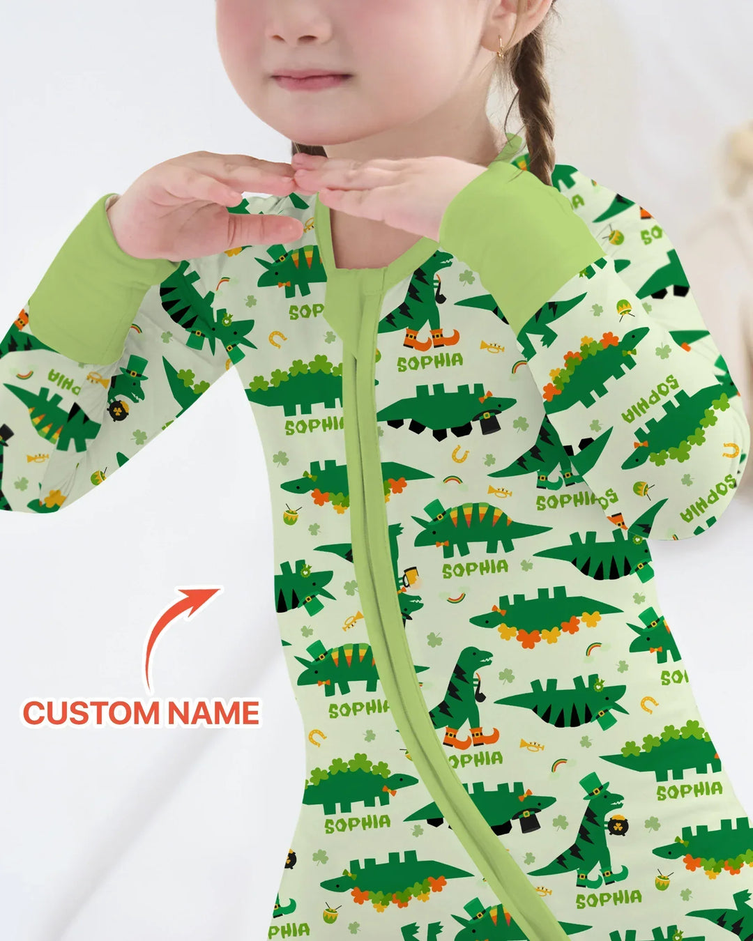 St. Patrick's Day Dinosaurs Custom Bamboo Convertible Zippy