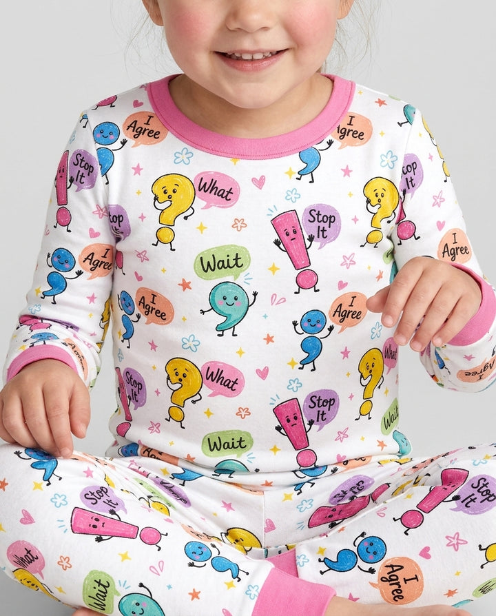 Punctuation Emotion Two Piece Long Sleeve Pajama Set