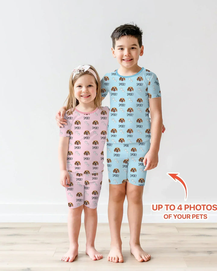 Zweiteiliges Pyjama-Set mit kurzen Ärmeln und Shorts im Sommer-Design