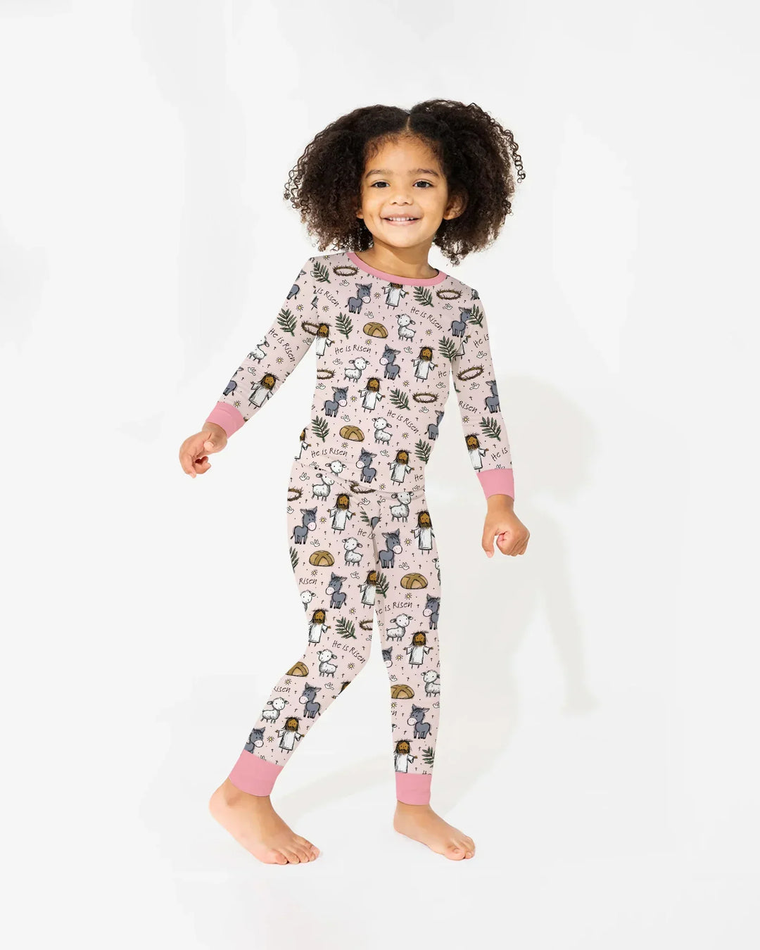 He Is Risen Easter Family Matching Bamboo Two Piece Long Sleeve Pajama Set