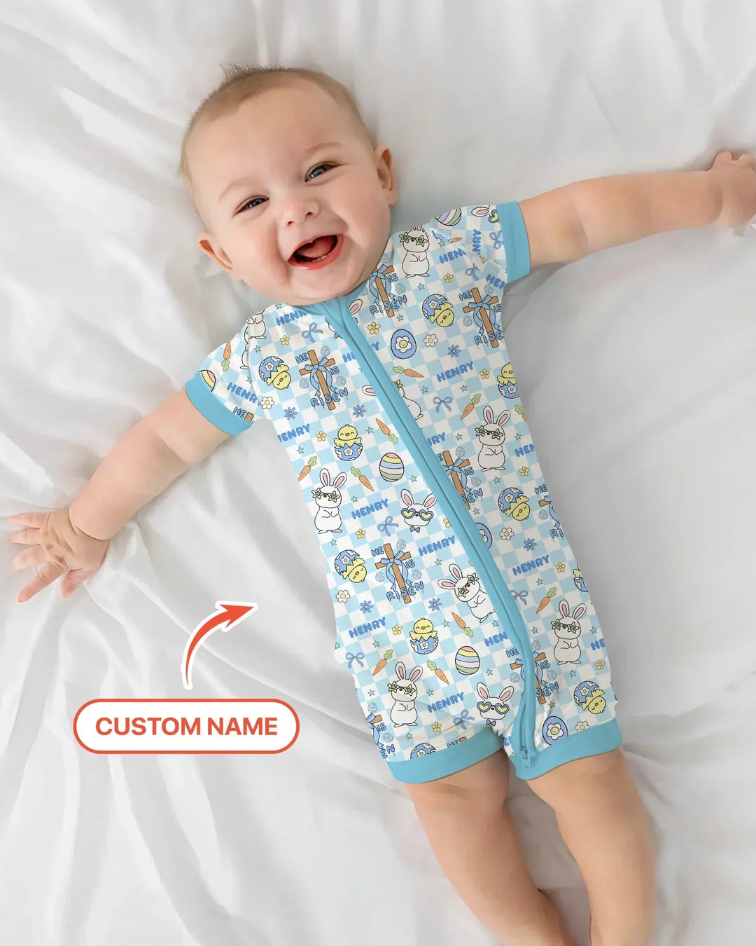 Custom Name Retro Easter Bamboo Shorty Zippy