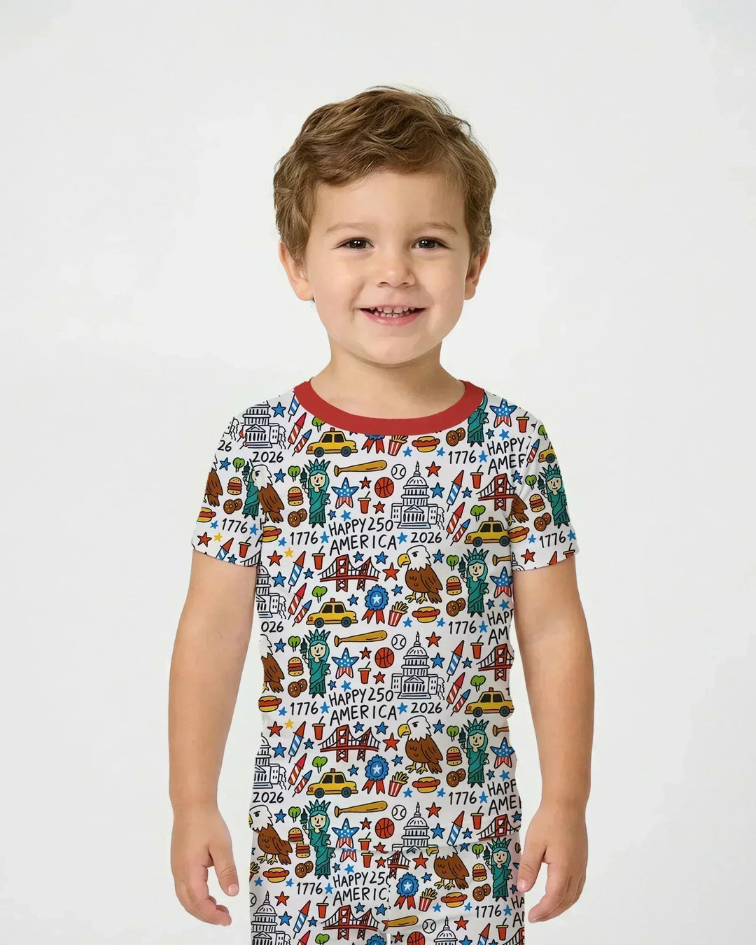 Template Zweiteiliges Pyjama-Set mit kurzen Ärmeln und Shorts