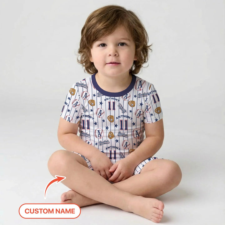 Zweiteiliges Pyjama-Set mit kurzen Ärmeln und Shorts im Sommer-Design