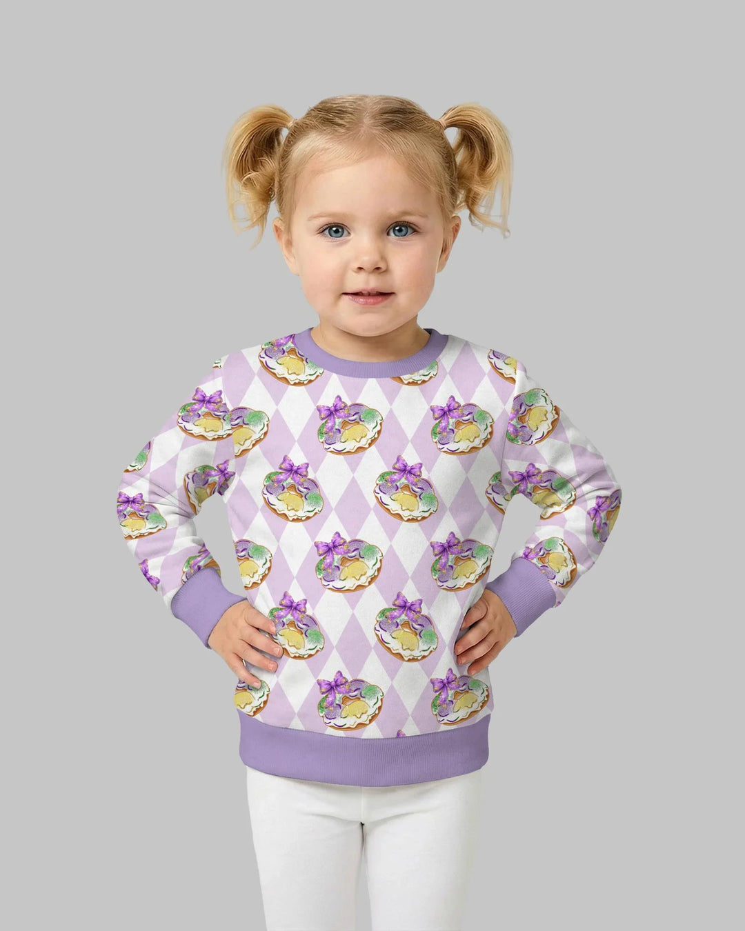 Mardi Gras Donut Bambus-Sweatshirt mit Rundhalsausschnitt