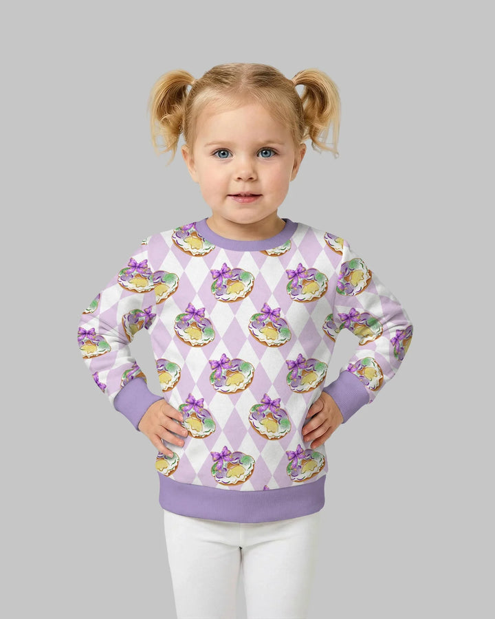 Mardi Gras Donut Bambus-Sweatshirt mit Rundhalsausschnitt