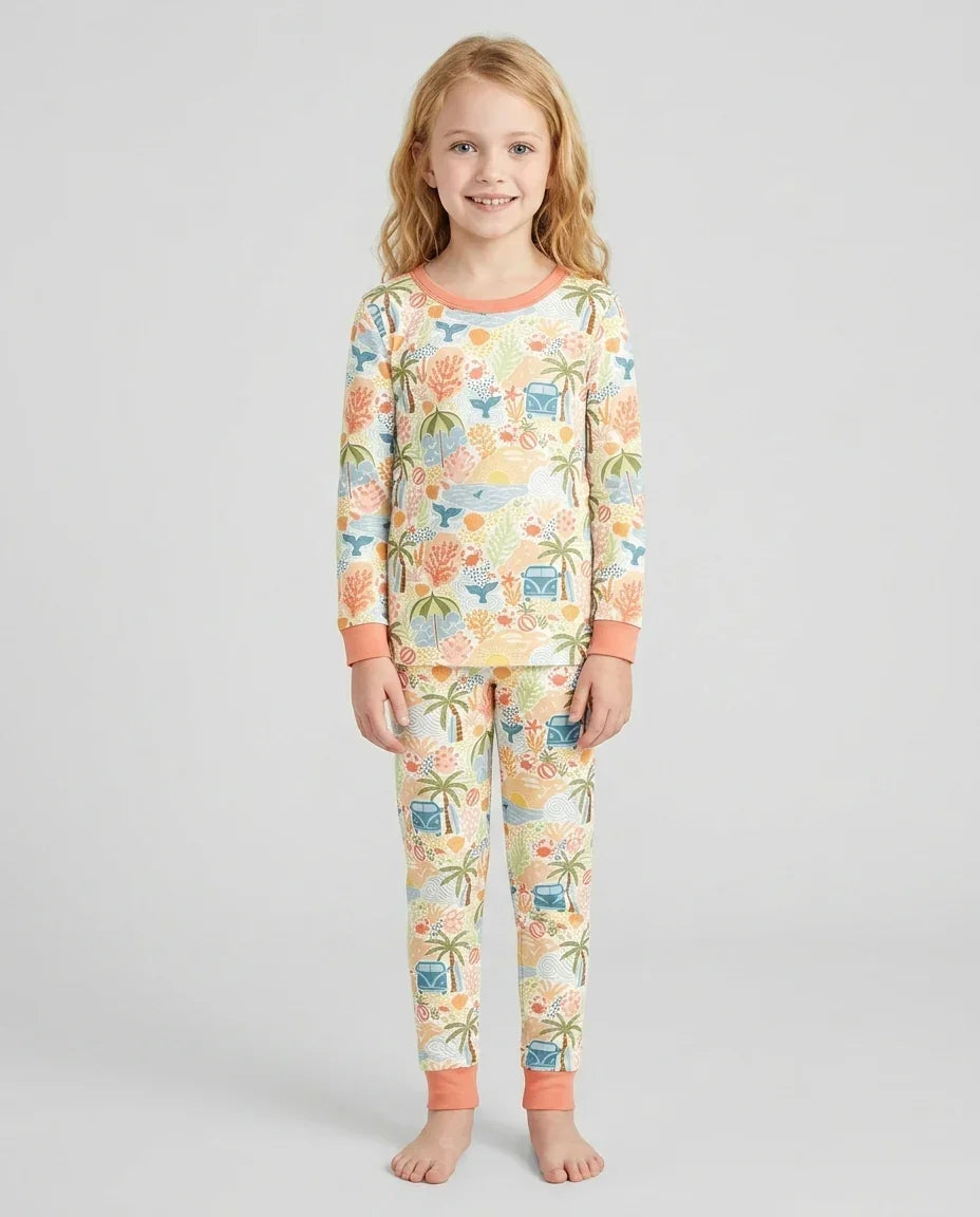 Zweiteiliges Langarm-Pyjama-Set mit Sommerfrüchten