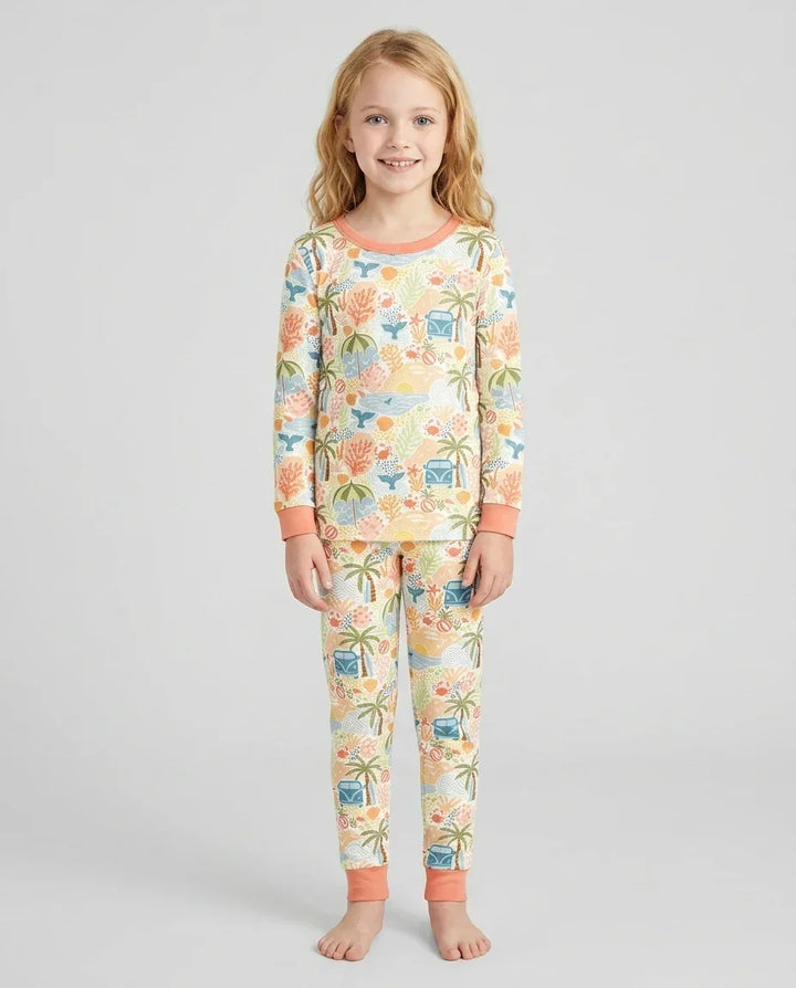 Zweiteiliges Langarm-Pyjama-Set mit Sommerfrüchten