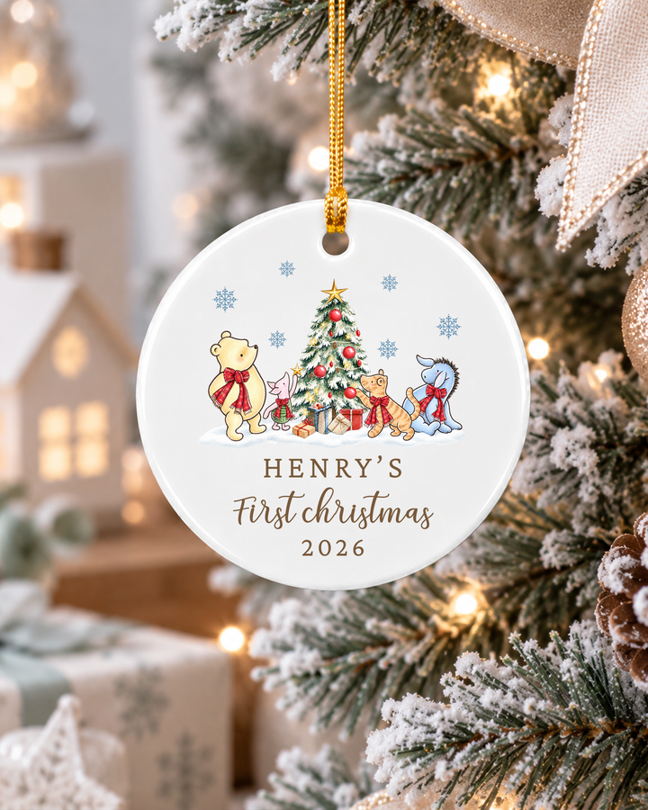 1st Christmas Classic Bear- Personalized Ceramic Ornament