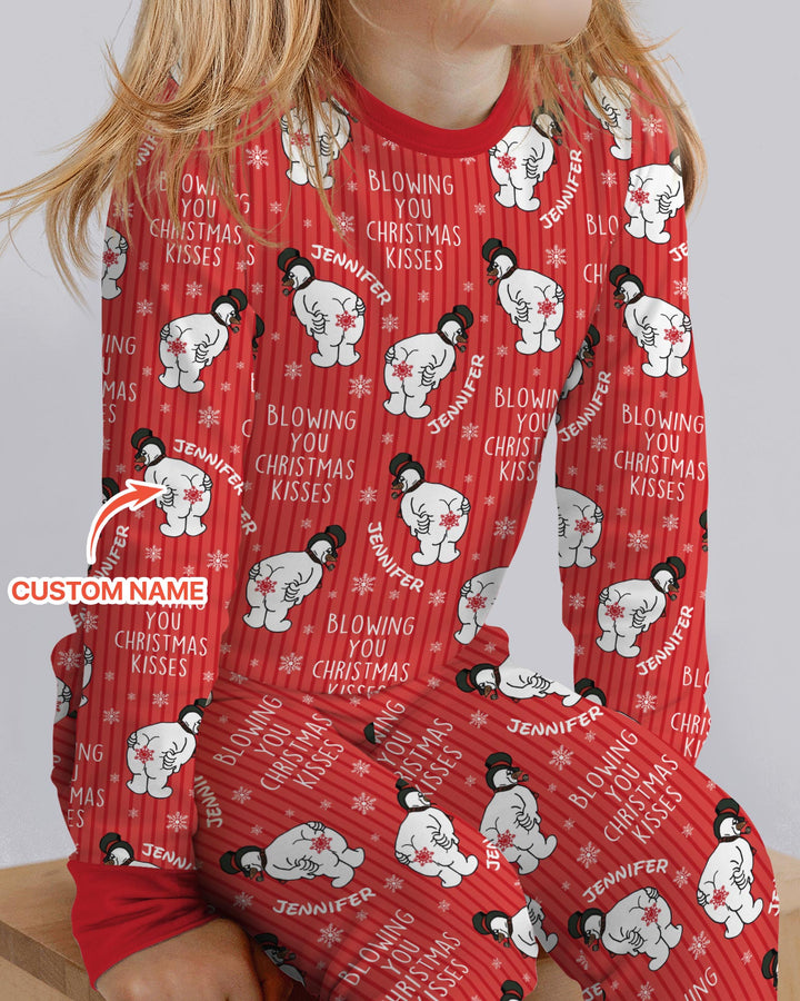 Blowing You Christmas Kisses Bamboo Two Piece Long Sleeve Pajama Set