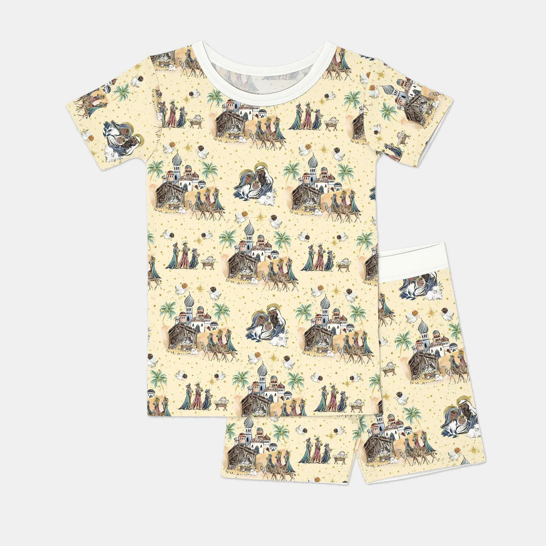 Template Zweiteiliges Pyjama-Set mit kurzen Ärmeln und Shorts