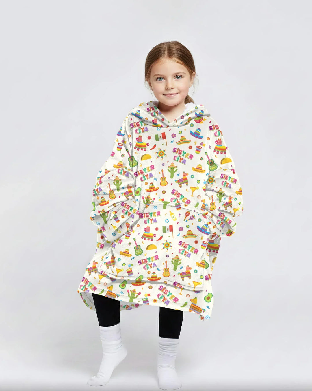 Cinco de Mayo Familie passende tragbare Bambus-Decken-Hoodie