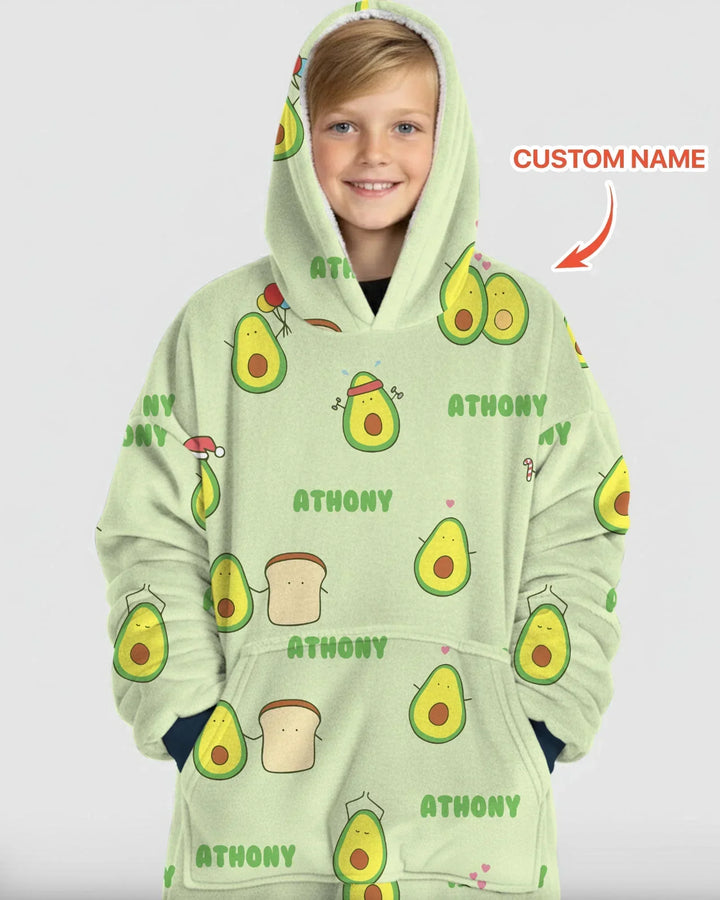 Personalisierte Niedliche Avocado Bambus Decken-Hoodie