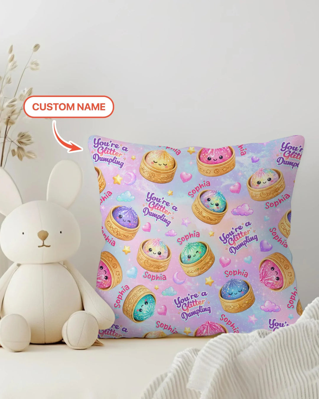 Custom Name You're A Glitter Dumpling Bamboo Pillow Case