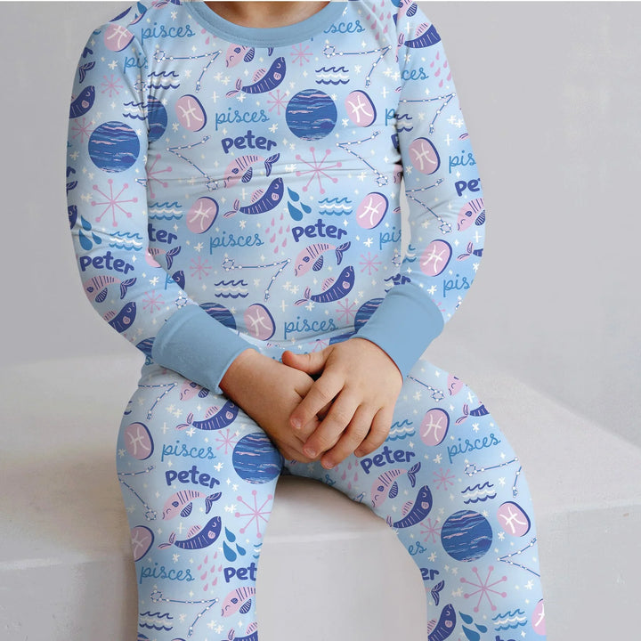 Zweiteiliges Langarm-Pyjama-Set mit Sommerfrüchten