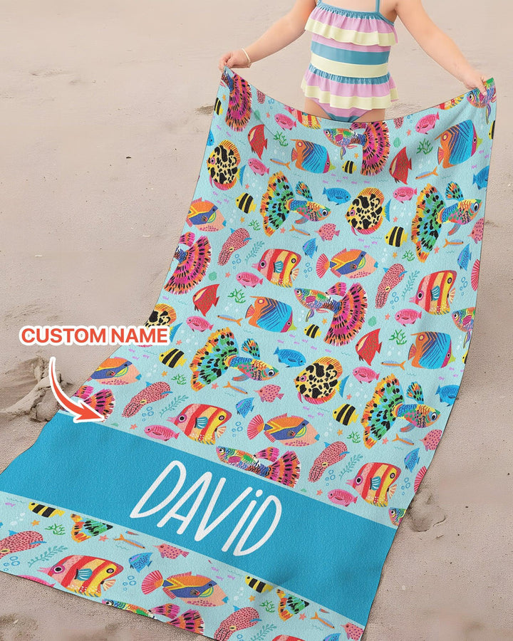 Custom Name Fish Dream Beach Towel