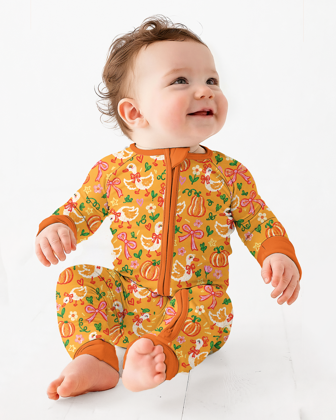 Cute Duck Pumpkin Fall Bamboo Convertible Zippy