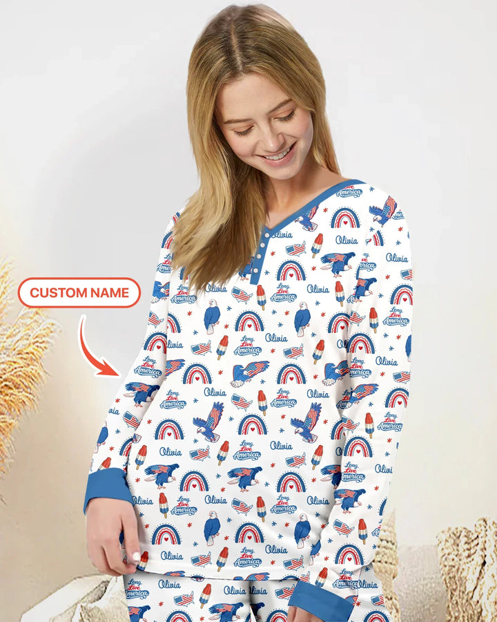 Long Live America Bambus Schlafanzug für Damen