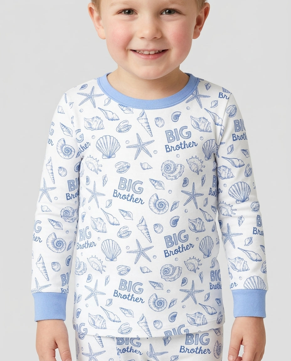 Coquette Seashell Matching Sibling Bamboo Two Piece Long Sleeve Pajama Set