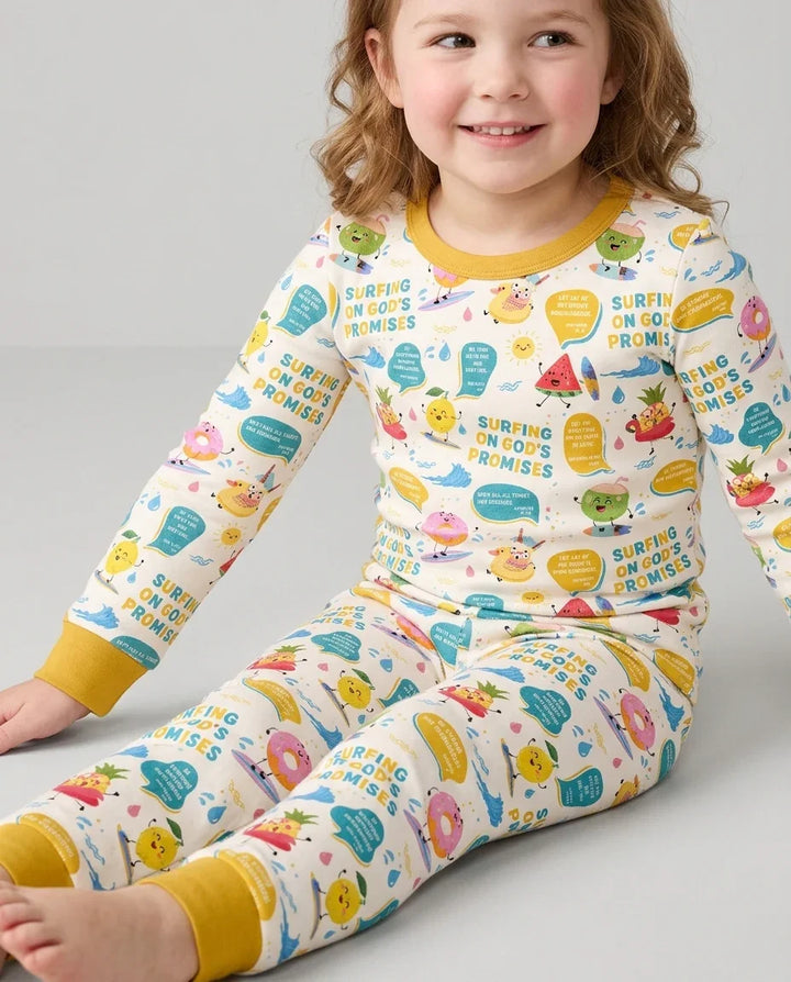 Zweiteiliges Langarm-Pyjama-Set mit Sommerfrüchten