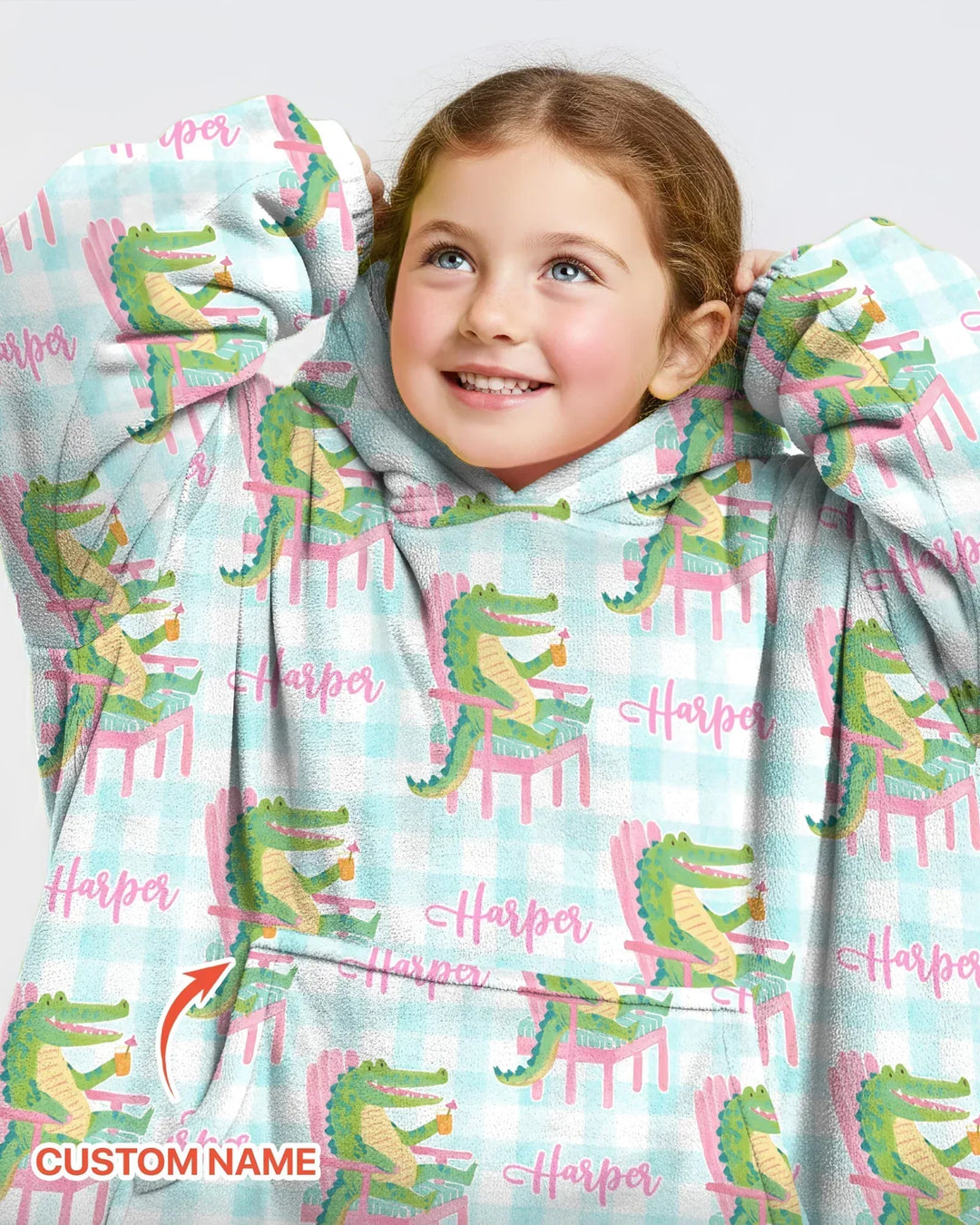 Personalisierbarer Name Preppy Later Gator Bambus Decken-Hoodie