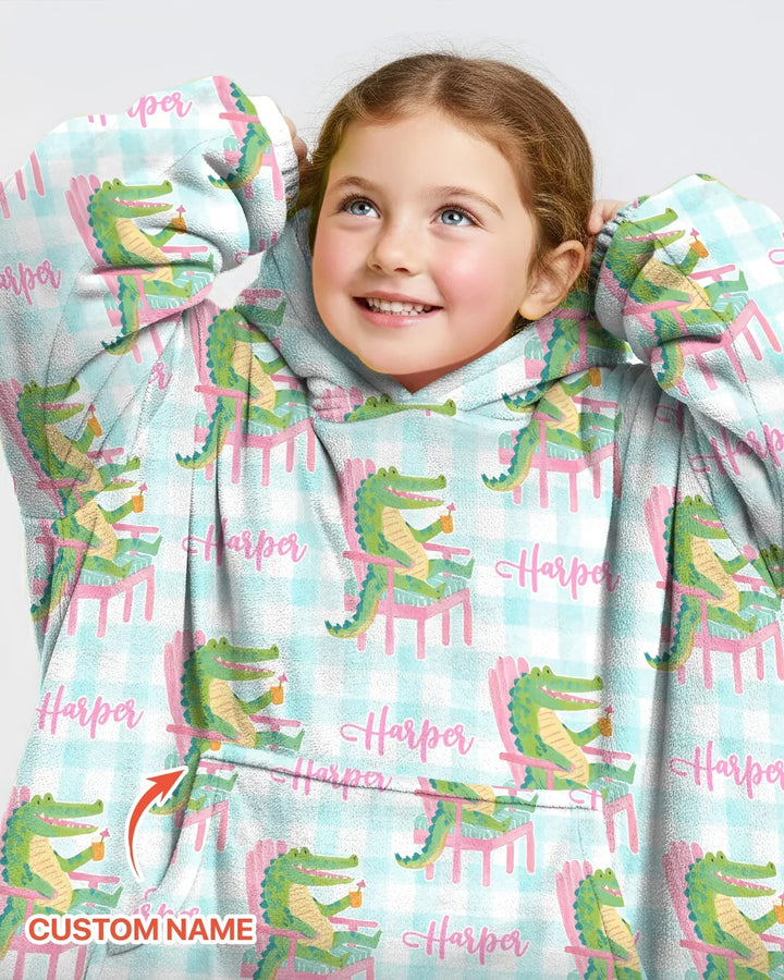 Personalisierbarer Name Preppy Later Gator Bambus Decken-Hoodie