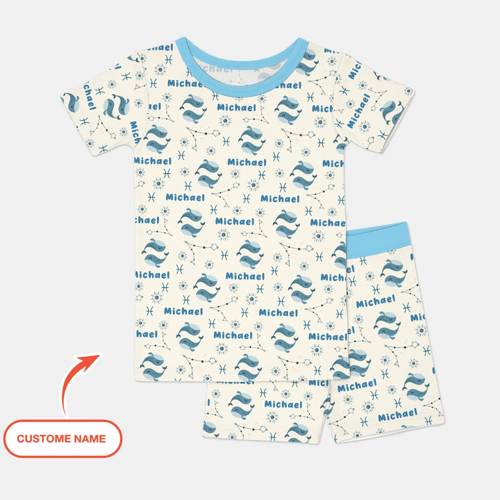 Zweiteiliges Pyjama-Set mit kurzen Ärmeln und Shorts im Sommer-Design