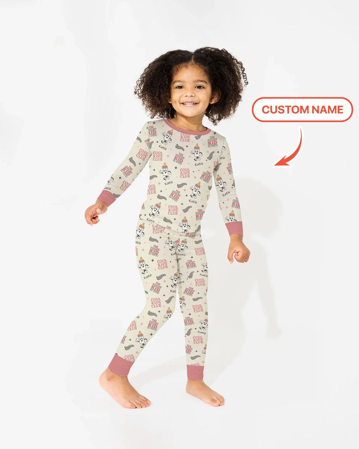 Custom Name Cool Club Daddy & Me Matching Bamboo Two Piece Long Sleeve Pajama Set