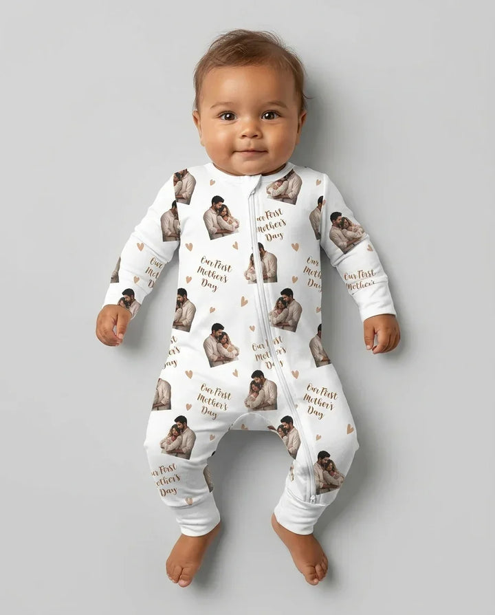 Gerippte Babykleidung mit individuellem Foto - Weich &amp; Skizzenhaft