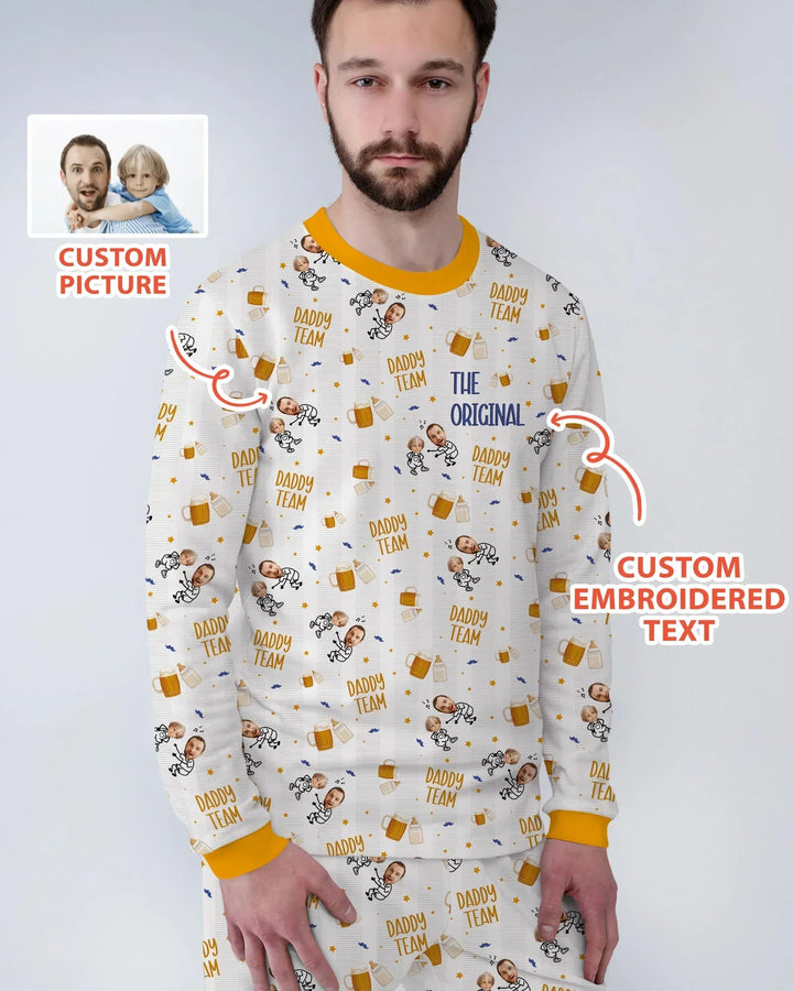 Embroidered Dad And Me Picture Bamboo Men's Pajama Set