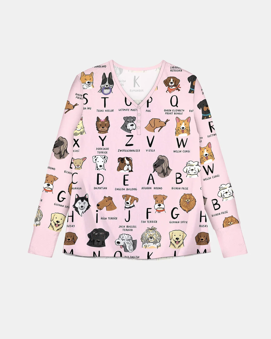 Funny Dogs Alphabet Bamboo Women Pajama Set