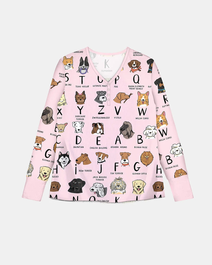 Funny Dogs Alphabet Bamboo Women Pajama Set
