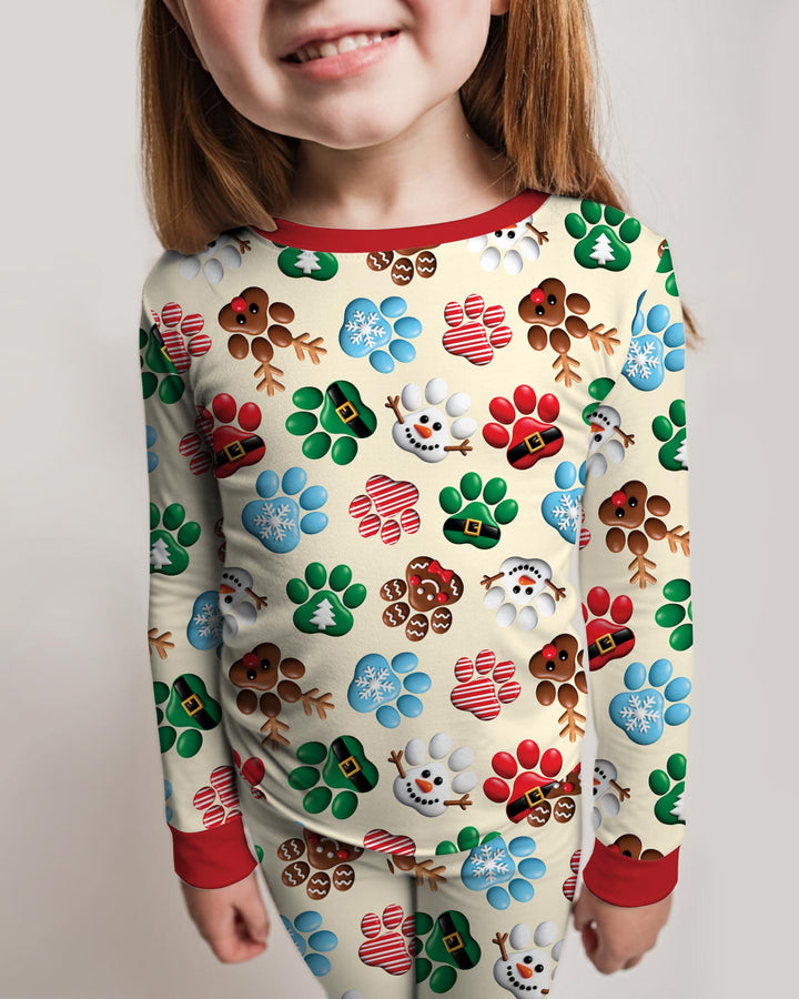 Santa Puppies Paw Bamboo Two Piece Long Sleeve Pajama Set