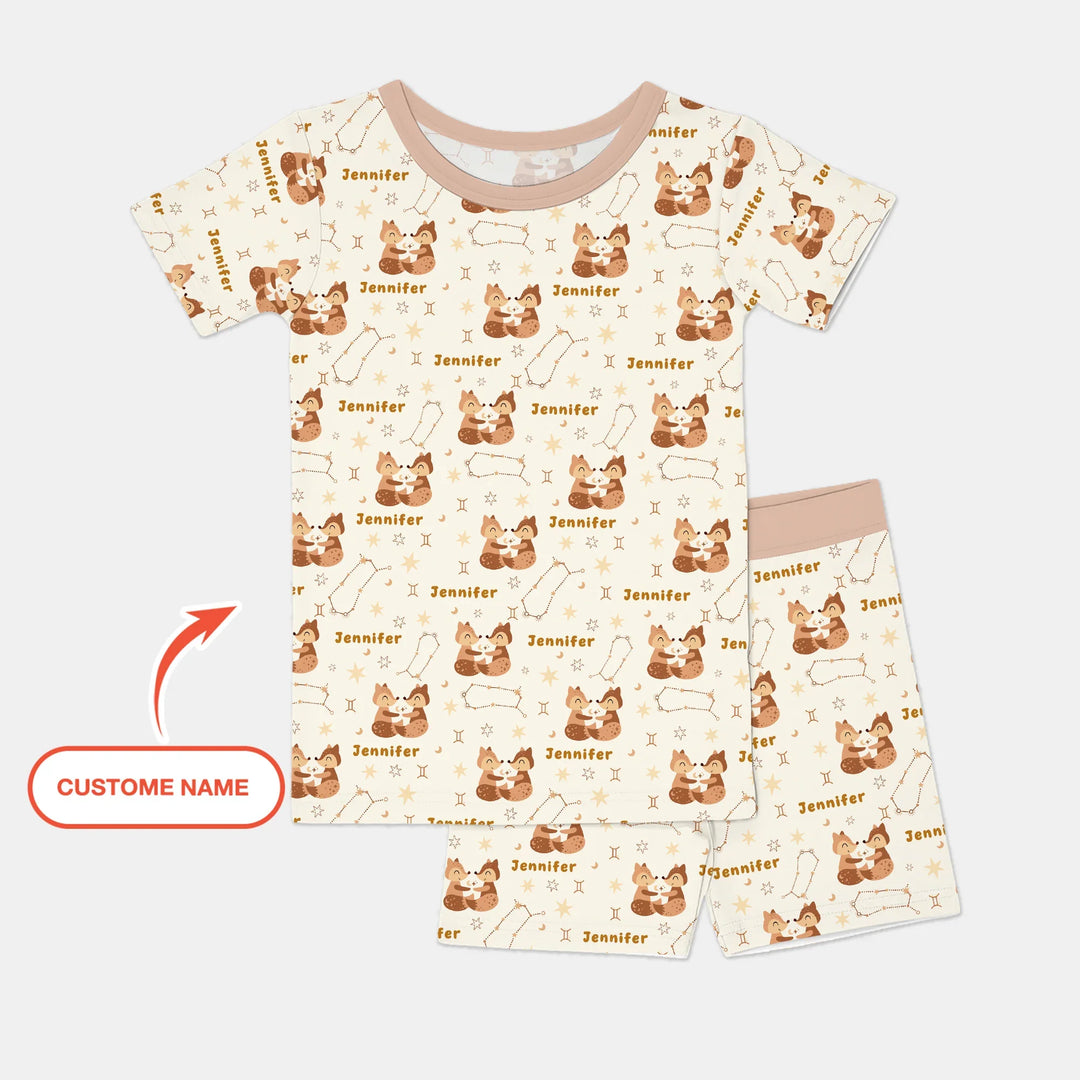 Zweiteiliges Pyjama-Set mit kurzen Ärmeln und Shorts im Sommer-Design
