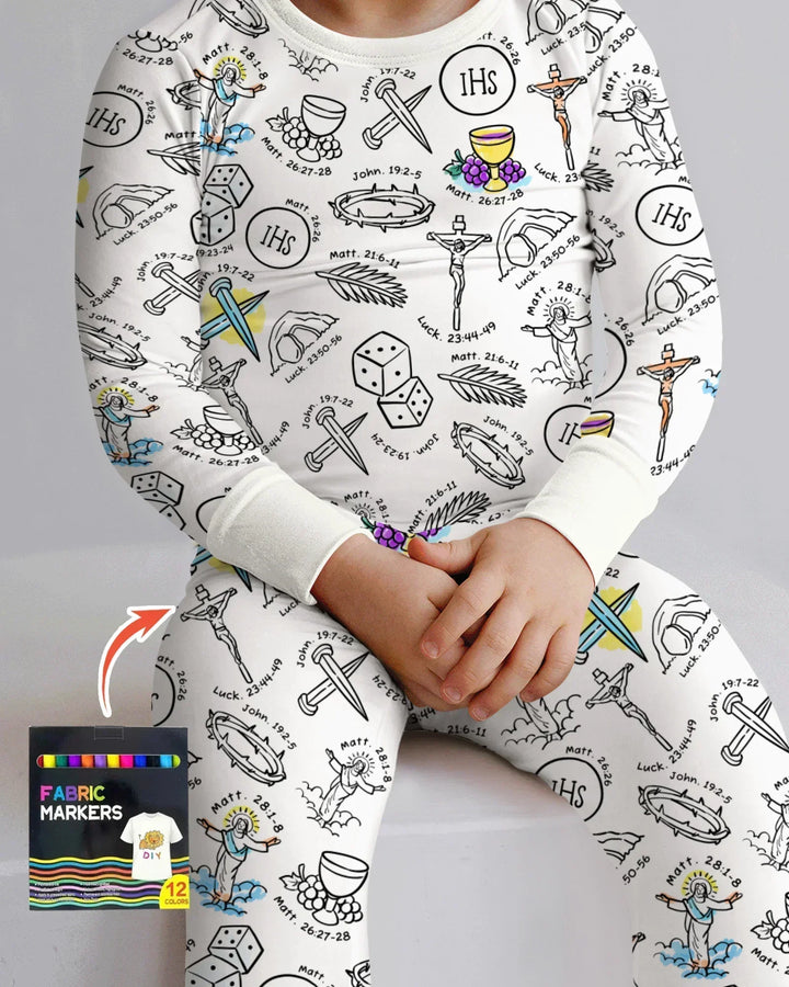 Zweiteiliges Langarm-Pyjama-Set mit Sommerfrüchten