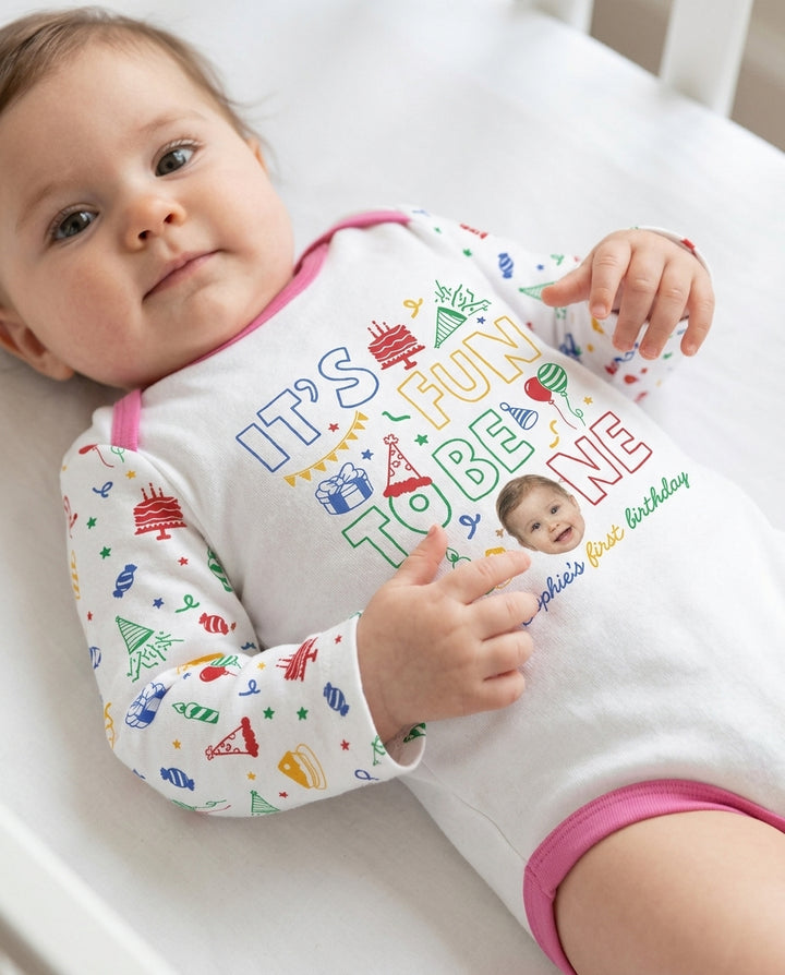 Gerippte Babykleidung mit individuellem Foto - Weich &amp; Skizzenhaft