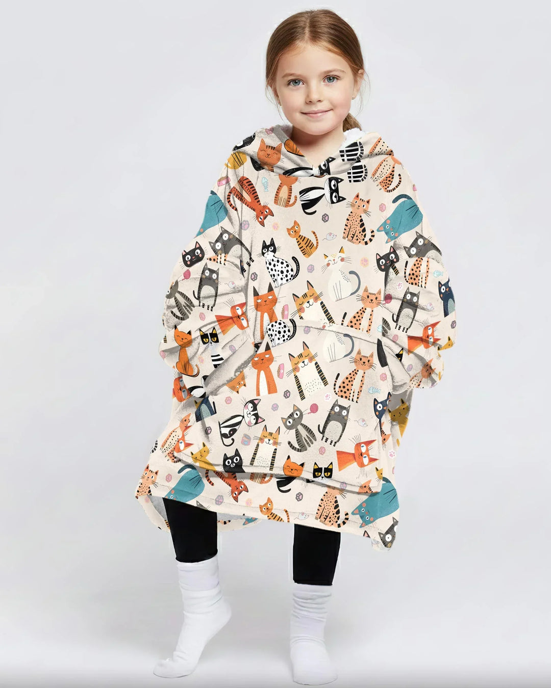 Goofy Mischief Katze Familie passender individueller Bambus-Deckenhoodie